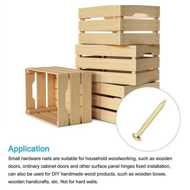 Alt view image 3 of 5 - Small Nails (1.5x15mm) 60pcs, Brass Tiny Hardware Nails - for Household Woodworking, Brass Tone