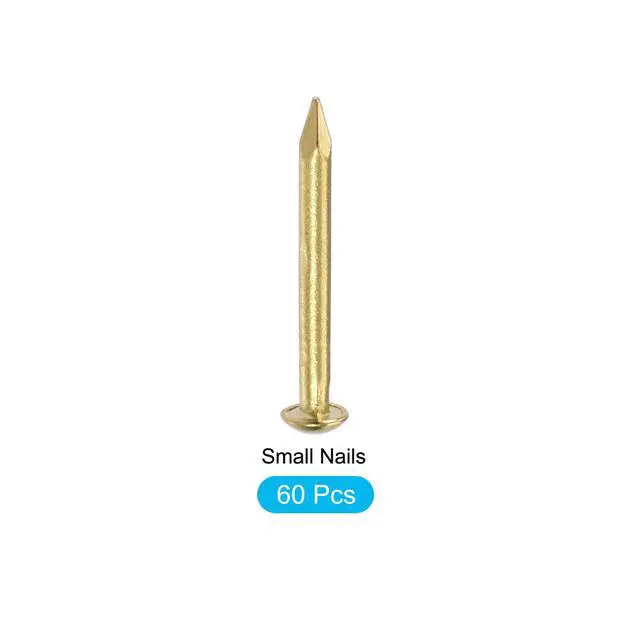Alt view image 5 of 5 - Small Nails (1.5x15mm) 60pcs, Brass Tiny Hardware Nails - for Household Woodworking, Brass Tone