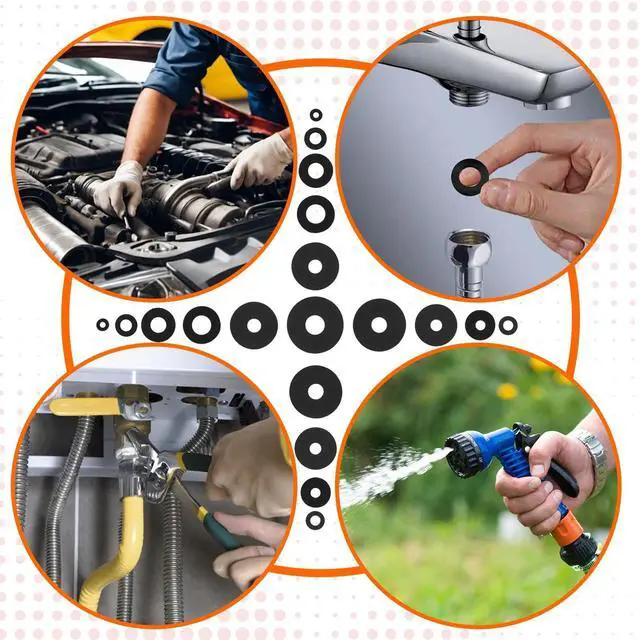 Alt view image 3 of 6 - 143Pcs Flat Rubber Washers Assortment Kit, 10 Sizes 7/10/12/16/18/20/22/25/28/30mm Rubber Gasket, Suitable for Screws, Hoses, Tap Fittings, Pipes, Shower Hoses, Garden Bolts