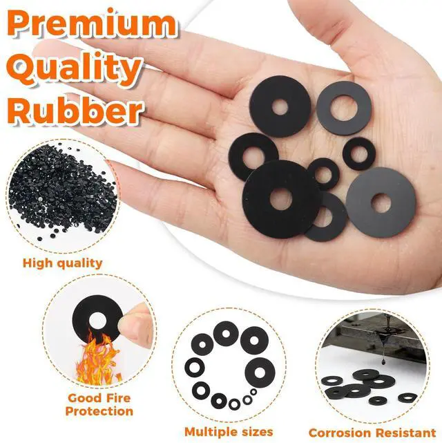 Alt view image 5 of 6 - 143Pcs Flat Rubber Washers Assortment Kit, 10 Sizes 7/10/12/16/18/20/22/25/28/30mm Rubber Gasket, Suitable for Screws, Hoses, Tap Fittings, Pipes, Shower Hoses, Garden Bolts