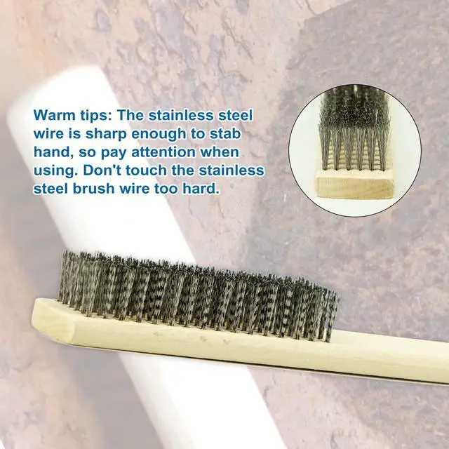 Alt view image 4 of 7 - 12pcs Wire Brushes for Cleaning Rust Removal Stainless Steel Bristles with Curved Beechwood Handle Grip for Dirt & Paint Scrubbing Removing Unfinished Metal Parts, Paint Stains Household Clean