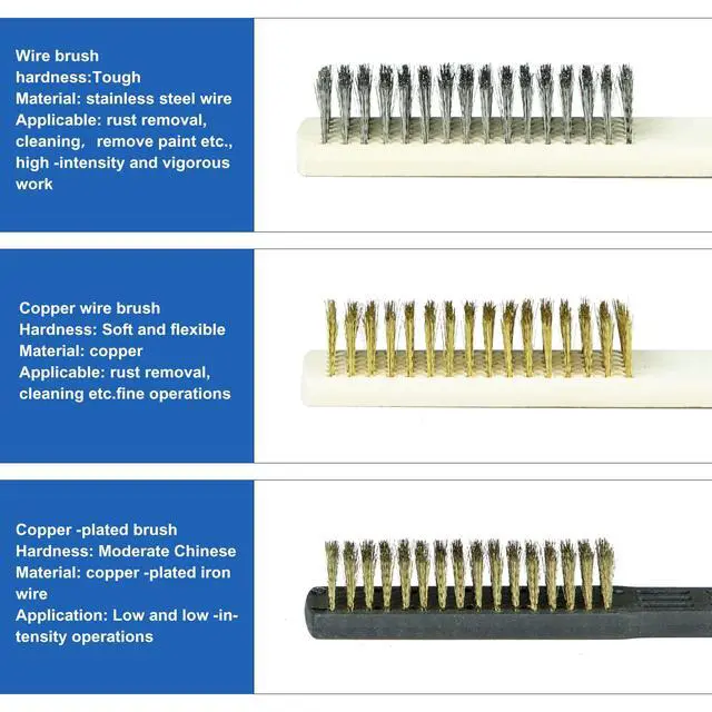 Alt view image 7 of 7 - 12pcs Wire Brushes for Cleaning Rust Removal Stainless Steel Bristles with Curved Beechwood Handle Grip for Dirt & Paint Scrubbing Removing Unfinished Metal Parts, Paint Stains Household Clean