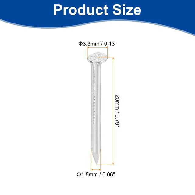Alt view image 2 of 6 - 50Pcs Small Hardware Nails, 1.5 x 20mm 304 Stainless Steel Round Head Nail Common Finishing Nail for Household Woodworking Picture Hanging DIY Projects, Silver