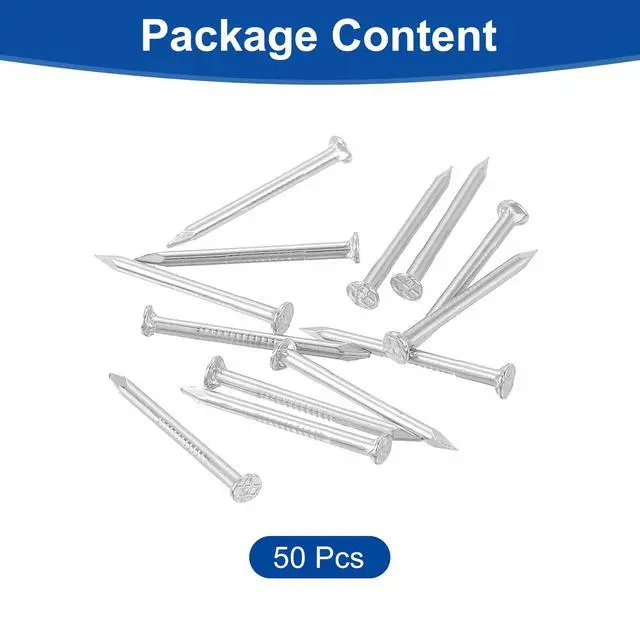 Alt view image 3 of 6 - 50Pcs Small Hardware Nails, 1.5 x 20mm 304 Stainless Steel Round Head Nail Common Finishing Nail for Household Woodworking Picture Hanging DIY Projects, Silver
