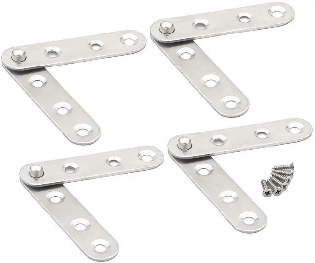 Main image of 4 Set/ 8pcs Stainless Steel Flat Straight Support Shelf Repair Fixing Brackets Brace Fixing Plated Joint Bracket Connector with 24Pcs Screws