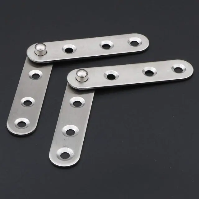 Alt view image 5 of 5 - 4 Set/ 8pcs Stainless Steel Flat Straight Support Shelf Repair Fixing Brackets Brace Fixing Plated Joint Bracket Connector with 24Pcs Screws