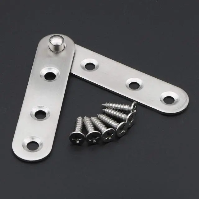 Alt view image 3 of 5 - 4 Set/ 8pcs Stainless Steel Flat Straight Support Shelf Repair Fixing Brackets Brace Fixing Plated Joint Bracket Connector with 24Pcs Screws