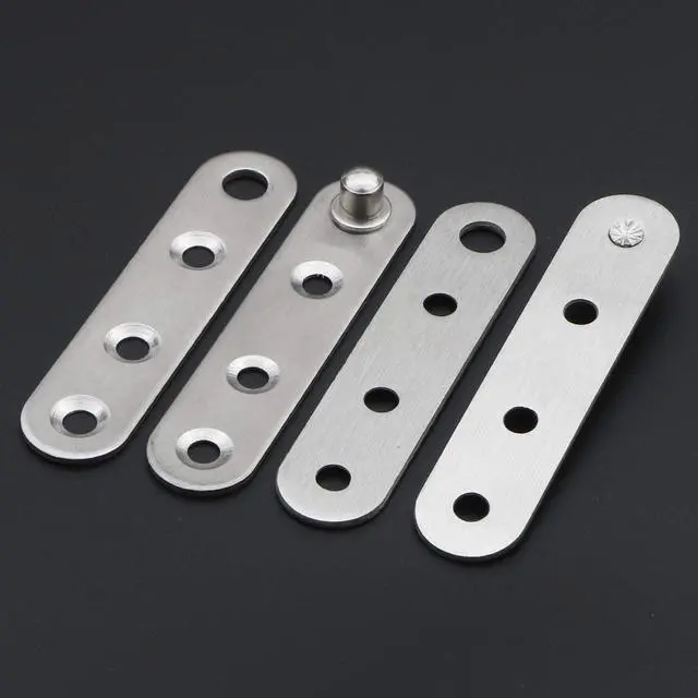 Alt view image 4 of 5 - 4 Set/ 8pcs Stainless Steel Flat Straight Support Shelf Repair Fixing Brackets Brace Fixing Plated Joint Bracket Connector with 24Pcs Screws