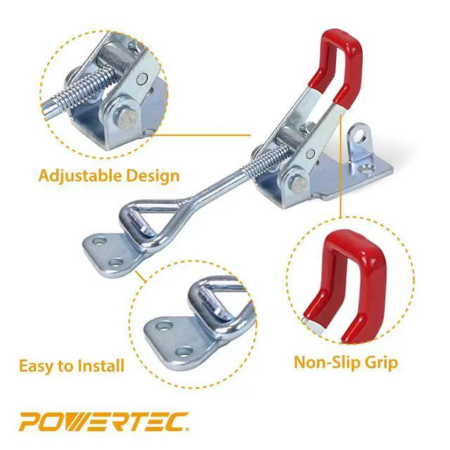 Alt view image 4 of 7 - 2PK Toggle Clamp, 400 lbs Holding Capacity, 4002 Adjustable Pull Action Latch for Smoker, Tool Box, Woodworking Jigs and Fixtures, Cabinet, Tool box, Door (20312)