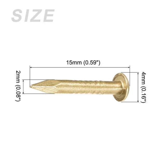 Alt view image 2 of 5 - Small Nails (2x15mm) 50pcs, Brass Tiny Hardware Nails - for Household Woodworking, Brass Tone