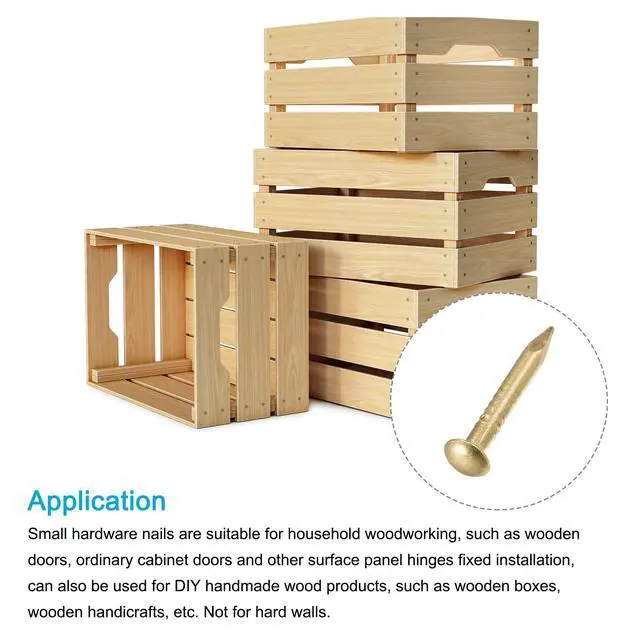 Alt view image 3 of 5 - Small Nails (2x15mm) 50pcs, Brass Tiny Hardware Nails - for Household Woodworking, Brass Tone