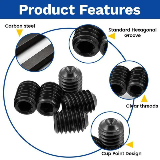 Alt view image 3 of 7 - 235 Pcs M5 Set Screws Assortment Kit - 7 Sizes (4/5/6/8/10/12mm), 12.9 Grade Alloy Steel Hex Socket Screws for Door Knobs, Faucets, Bathroom Fixtures, Plumbing Hardware