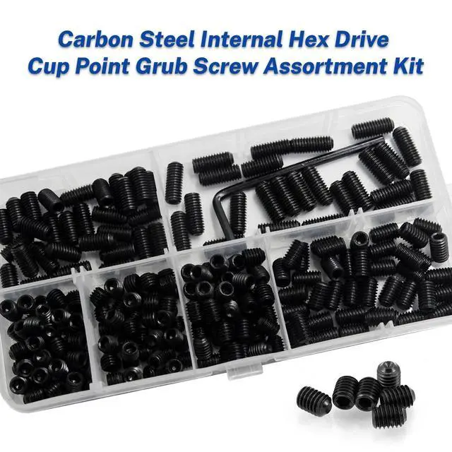 Alt view image 4 of 7 - 235 Pcs M5 Set Screws Assortment Kit - 7 Sizes (4/5/6/8/10/12mm), 12.9 Grade Alloy Steel Hex Socket Screws for Door Knobs, Faucets, Bathroom Fixtures, Plumbing Hardware