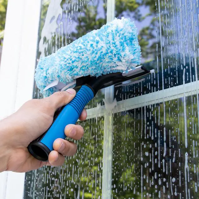 Alt view image 3 of 7 - Professional Connect and Clean 2-in-1 Squeegee and Scrubber, 6 Window Cleaning Tool, Commercial and Residential Use, Washer Cleaner Supplies to Remove Excess Water and Dry