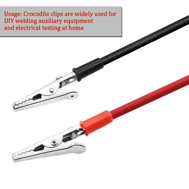 Alt view image 3 of 5 - 50 PCS 52 mm/2 inch Metal Alligator Clips Red+Black kit Alligator Clips Electrical Test Clamps for Household Soldering and Electrical Test Tools