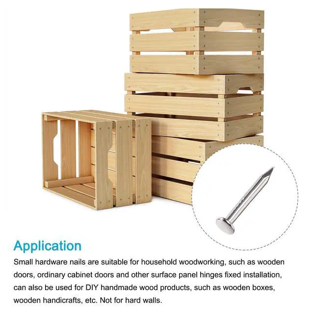 Alt view image 3 of 5 - Small Nails (1.2x8mm) 500pcs, Carbon Steel Tiny Hardware Nails - for Household Woodworking, Silver Tone