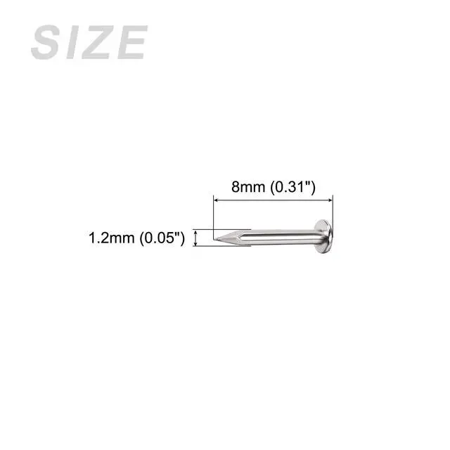 Alt view image 2 of 5 - Small Nails (1.2x8mm) 500pcs, Carbon Steel Tiny Hardware Nails - for Household Woodworking, Silver Tone