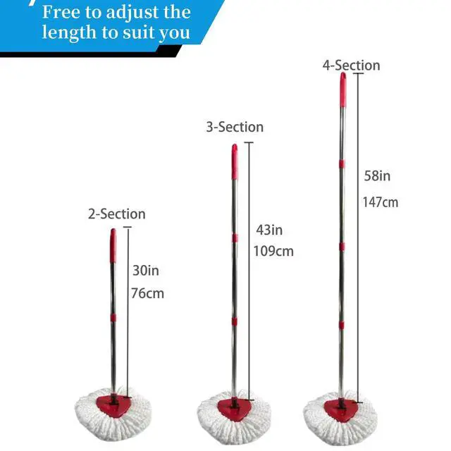 Alt view image 3 of 7 - Mop Handle Replacement,4 Section Compatible with O-Cedar Spin Mop Refills