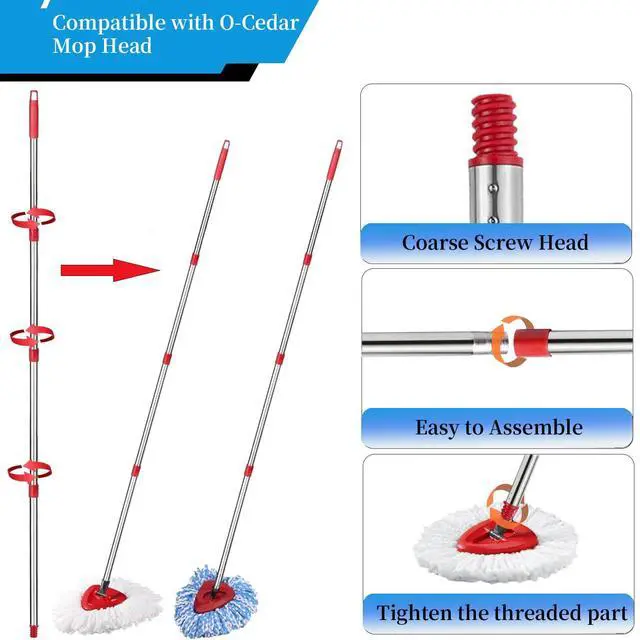 Alt view image 4 of 7 - Mop Handle Replacement,4 Section Compatible with O-Cedar Spin Mop Refills