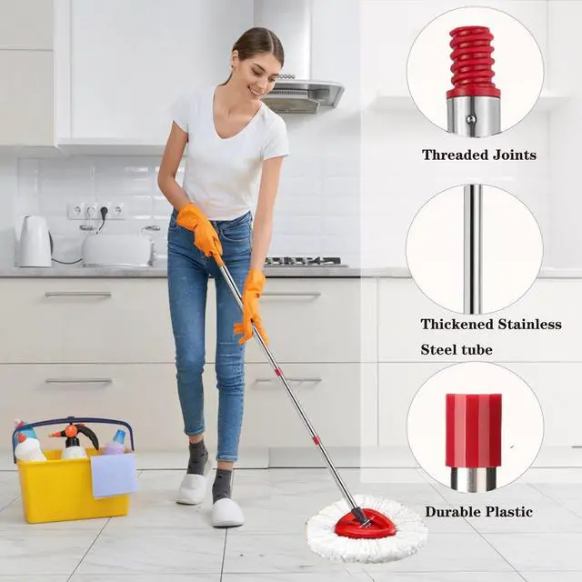 Alt view image 5 of 7 - Mop Handle Replacement,4 Section Compatible with O-Cedar Spin Mop Refills