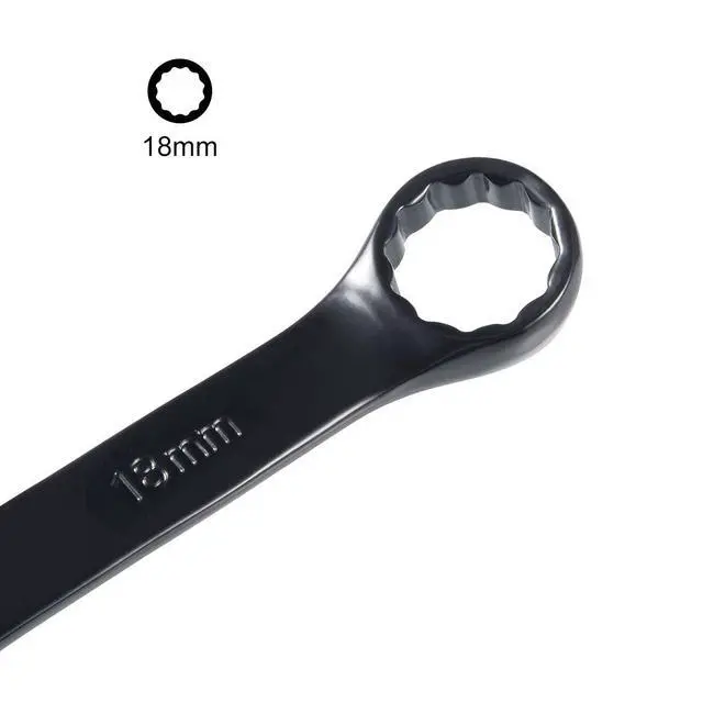 Alt view image 3 of 5 - Metric 18mm 12-Point Box Open End Combination Wrench Black Electrophoresis Coating, Cr-V