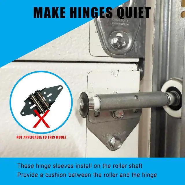 Alt view image 3 of 7 - Garage Door Hinge Quiet Roller Sleeves Hardware Tools Roller and Shaft Gaskets for Quiet Garage Door Rollers Bearing Compatible with New Rollers or Rollers with Clean Stems (22Pcs)