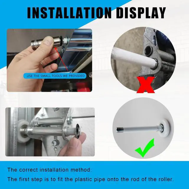 Alt view image 4 of 7 - Garage Door Hinge Quiet Roller Sleeves Hardware Tools Roller and Shaft Gaskets for Quiet Garage Door Rollers Bearing Compatible with New Rollers or Rollers with Clean Stems (22Pcs)