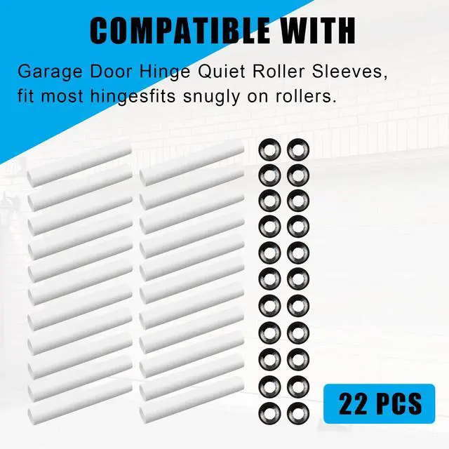 Alt view image 5 of 7 - Garage Door Hinge Quiet Roller Sleeves Hardware Tools Roller and Shaft Gaskets for Quiet Garage Door Rollers Bearing Compatible with New Rollers or Rollers with Clean Stems (22Pcs)