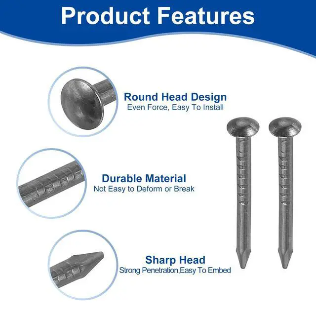 Alt view image 4 of 6 - 200Pcs Small Hardware Nails, 1.2 x 15mm Carbon Steel Round Head Nail Common Finishing Nail for Household Woodworking Picture Hanging DIY Projects, Black