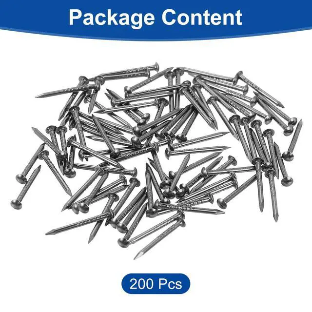 Alt view image 3 of 6 - 200Pcs Small Hardware Nails, 1.2 x 15mm Carbon Steel Round Head Nail Common Finishing Nail for Household Woodworking Picture Hanging DIY Projects, Black