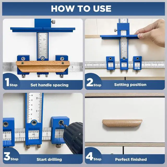 Alt view image 5 of 7 - Cabinet Hardware Jig, Cabinet Handle Jig, Cabinet Hardware Template Tool, Punch Locator Drill Guide for Handle Knob Pull Installation of Door and Drawer woodworking tools