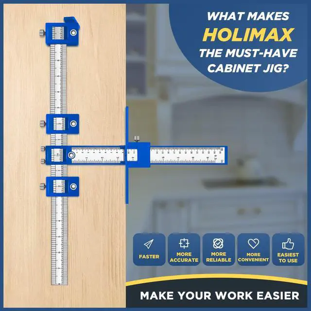 Alt view image 7 of 7 - Cabinet Hardware Jig, Cabinet Handle Jig, Cabinet Hardware Template Tool, Punch Locator Drill Guide for Handle Knob Pull Installation of Door and Drawer woodworking tools