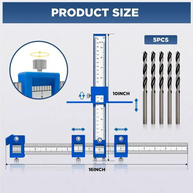 Alt view image 3 of 7 - Cabinet Hardware Jig, Cabinet Handle Jig, Cabinet Hardware Template Tool, Punch Locator Drill Guide for Handle Knob Pull Installation of Door and Drawer woodworking tools