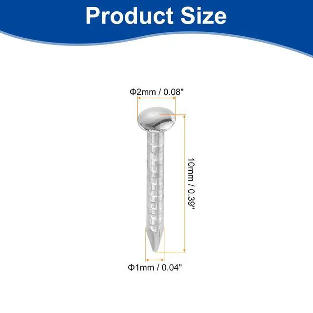 Alt view image 2 of 6 - 200Pcs Small Hardware Nails, 1 x 10mm Carbon Steel Round Head Nail Common Finishing Nail for Household Woodworking Picture Hanging DIY Projects, Silver