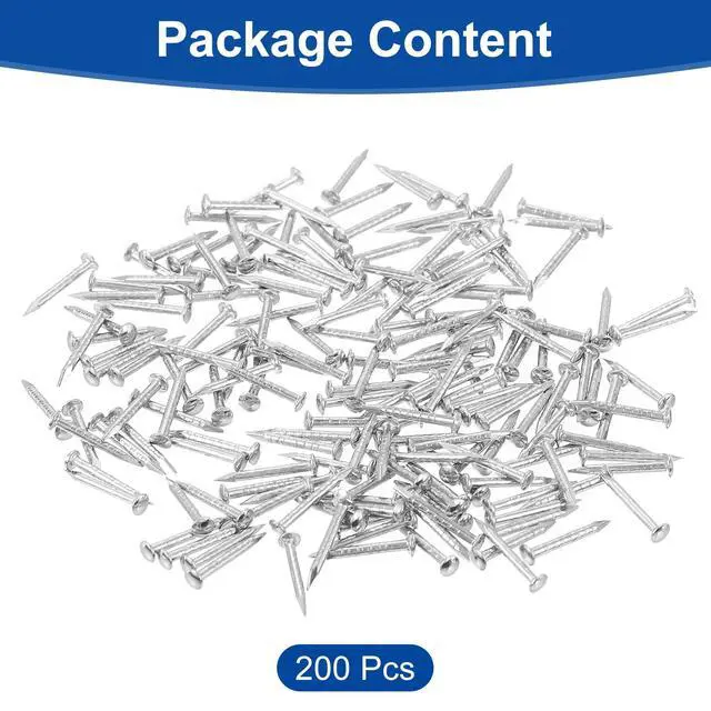 Alt view image 3 of 6 - 200Pcs Small Hardware Nails, 1 x 10mm Carbon Steel Round Head Nail Common Finishing Nail for Household Woodworking Picture Hanging DIY Projects, Silver