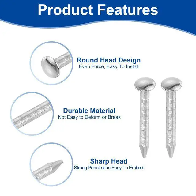 Alt view image 4 of 6 - 200Pcs Small Hardware Nails, 1 x 10mm Carbon Steel Round Head Nail Common Finishing Nail for Household Woodworking Picture Hanging DIY Projects, Silver