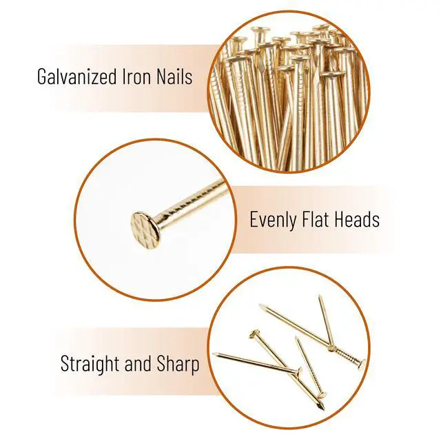 Alt view image 4 of 7 - Hardware Nails, 450 pcs, 1.25 Inches, Gold