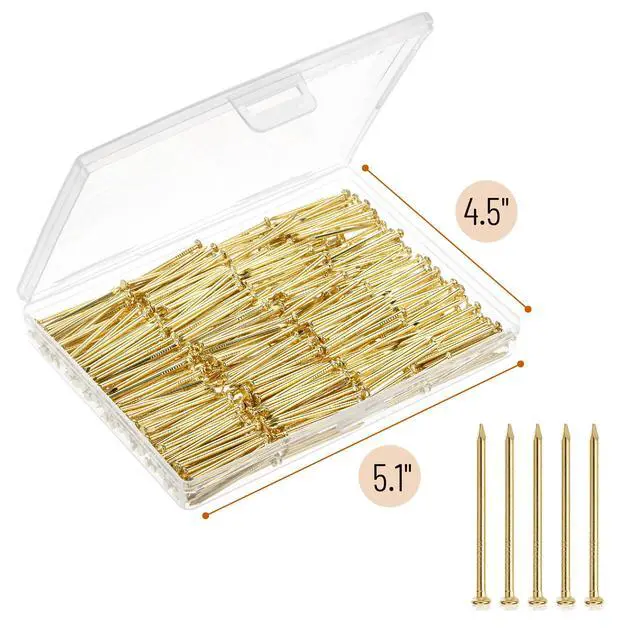 Alt view image 3 of 7 - Hardware Nails, 450 pcs, 1.25 Inches, Gold