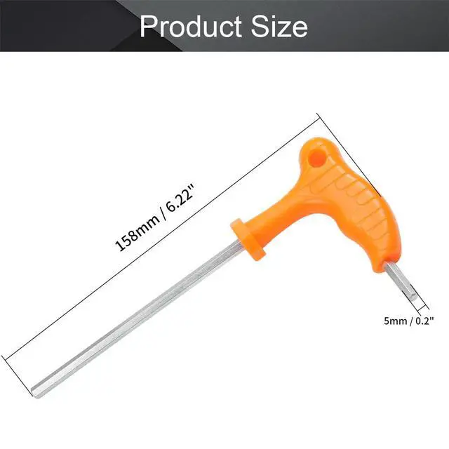 Alt view image 2 of 7 - T Handle Allen Wrench 5mm Metric Double Head T-Handle Hex Key Wrench 158mm Total Length