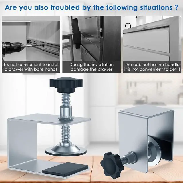 Alt view image 2 of 7 - 2 Pcs Drawer Front Installation Clamps,Zinc Drawer Fixing Clips,Adjustable Stable Furniture Woodworking Jig, Cabinet Installation Tools for Carpenter Household Tables Desks Mount