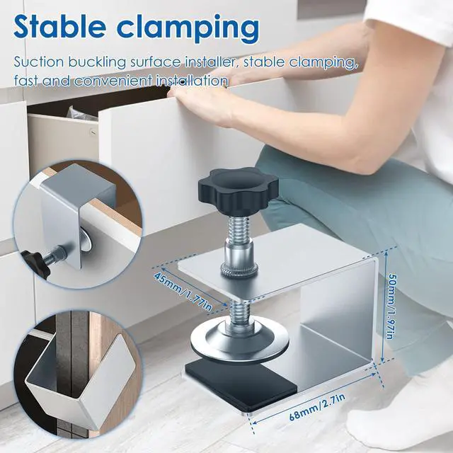 Alt view image 6 of 7 - 2 Pcs Drawer Front Installation Clamps,Zinc Drawer Fixing Clips,Adjustable Stable Furniture Woodworking Jig, Cabinet Installation Tools for Carpenter Household Tables Desks Mount