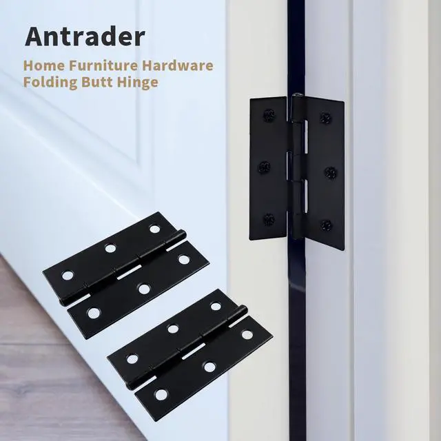 Alt view image 2 of 5 - Cabinet Gate Closet Door Hinge,2.4"x1.5" Black Folding Hinge 12pcs