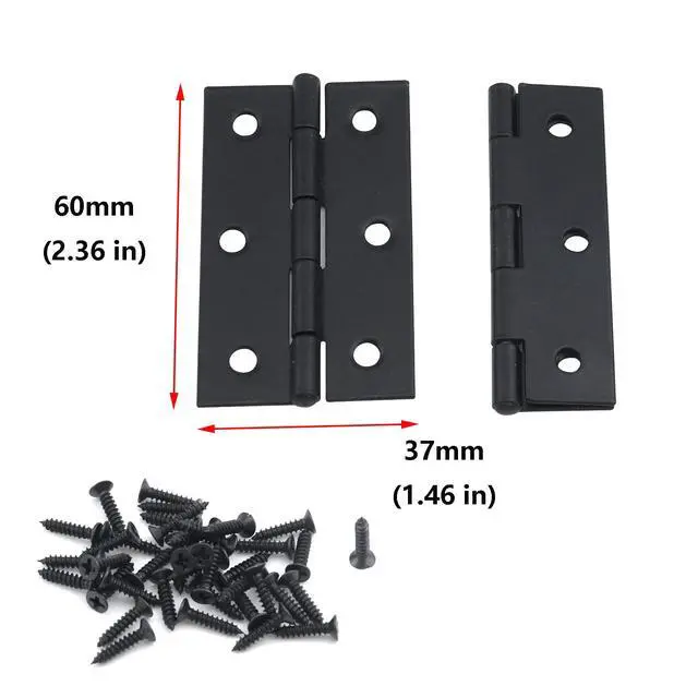 Alt view image 3 of 5 - Cabinet Gate Closet Door Hinge,2.4"x1.5" Black Folding Hinge 12pcs