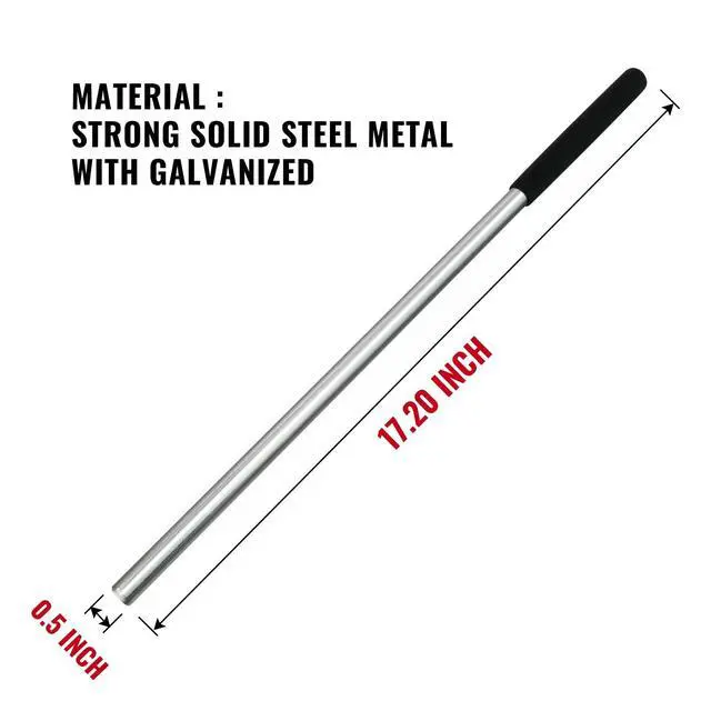 Alt view image 2 of 5 - One Pair 17.2 Inch Torsion Spring Winding Rods with Non-Slip Handle,1/2 Inch Diameter Solid Steel Metal Winding Bars Hardware for Adjusting or Replacing Garage Door Tension Springs