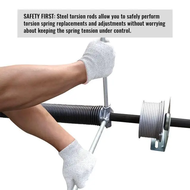 Alt view image 5 of 5 - One Pair 17.2 Inch Torsion Spring Winding Rods with Non-Slip Handle,1/2 Inch Diameter Solid Steel Metal Winding Bars Hardware for Adjusting or Replacing Garage Door Tension Springs