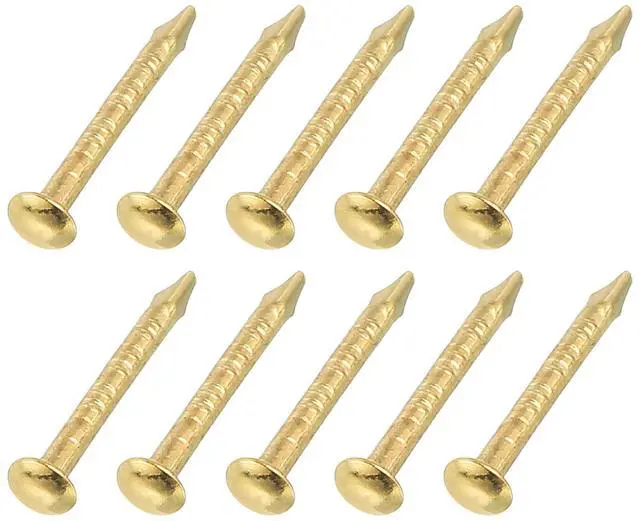 Main image of 50Pcs Small Hardware Nails, 1 x 10mm Carbon Steel Round Head Nail Common Finishing Nail for Household Woodworking Picture Hanging DIY Projects, Gold