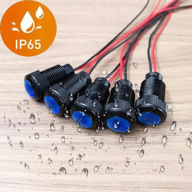 Alt view image 3 of 5 - 5pcs LED Plastic Indicator Pilot Light 110VAC Mounting Hole Size 12mm(Blue)