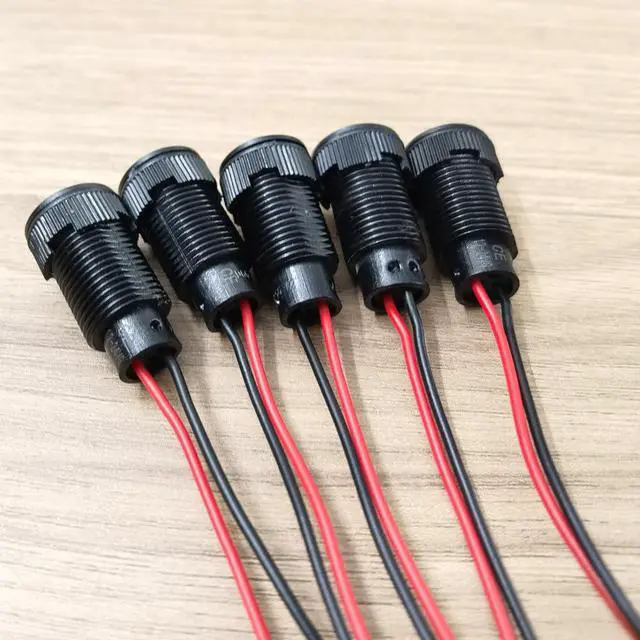 Alt view image 4 of 5 - 5pcs LED Plastic Indicator Pilot Light 110VAC Mounting Hole Size 12mm(Blue)
