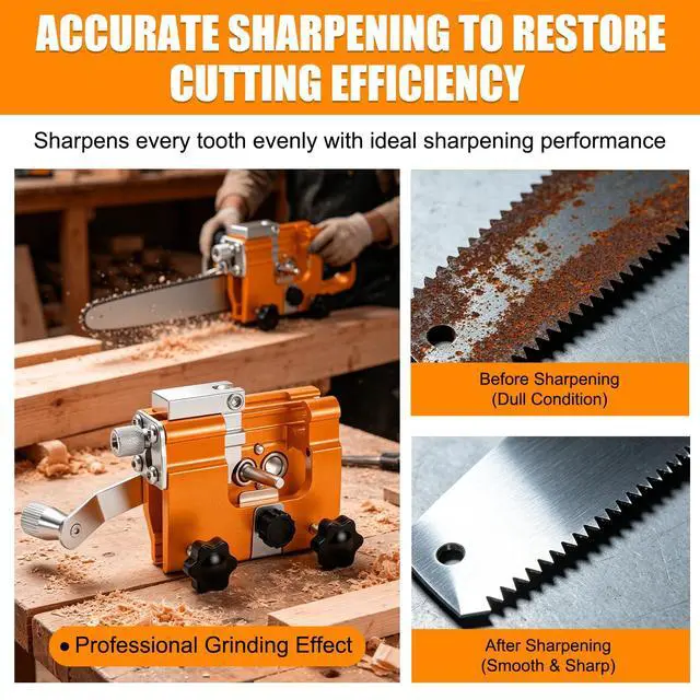 Alt view image 5 of 7 - Klam Pero Chain Sharpener,Chain Saw Sharpener Tool,Chainsaw Sharpener,Portable Hand Crank Chainsaw Chain Sharpener Set,Portable Household Hardware Tool for Chain Sharpening