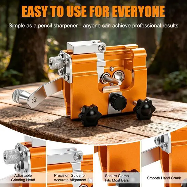 Alt view image 2 of 7 - Klam Pero Chain Sharpener,Chain Saw Sharpener Tool,Chainsaw Sharpener,Portable Hand Crank Chainsaw Chain Sharpener Set,Portable Household Hardware Tool for Chain Sharpening